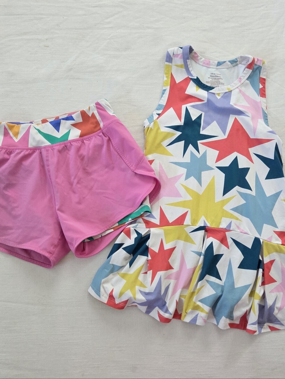 Hanna Andersson Multicolor Star Print Tunic Shirt Shorts Bundle Kids 6/7 8